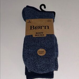 Born Men’s Navy and Heather Blue Boot Socks - 2 Pack